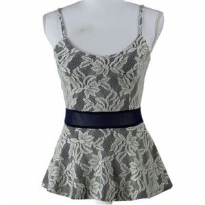 Maurice's White lace overlay Navy Blue Tank Top